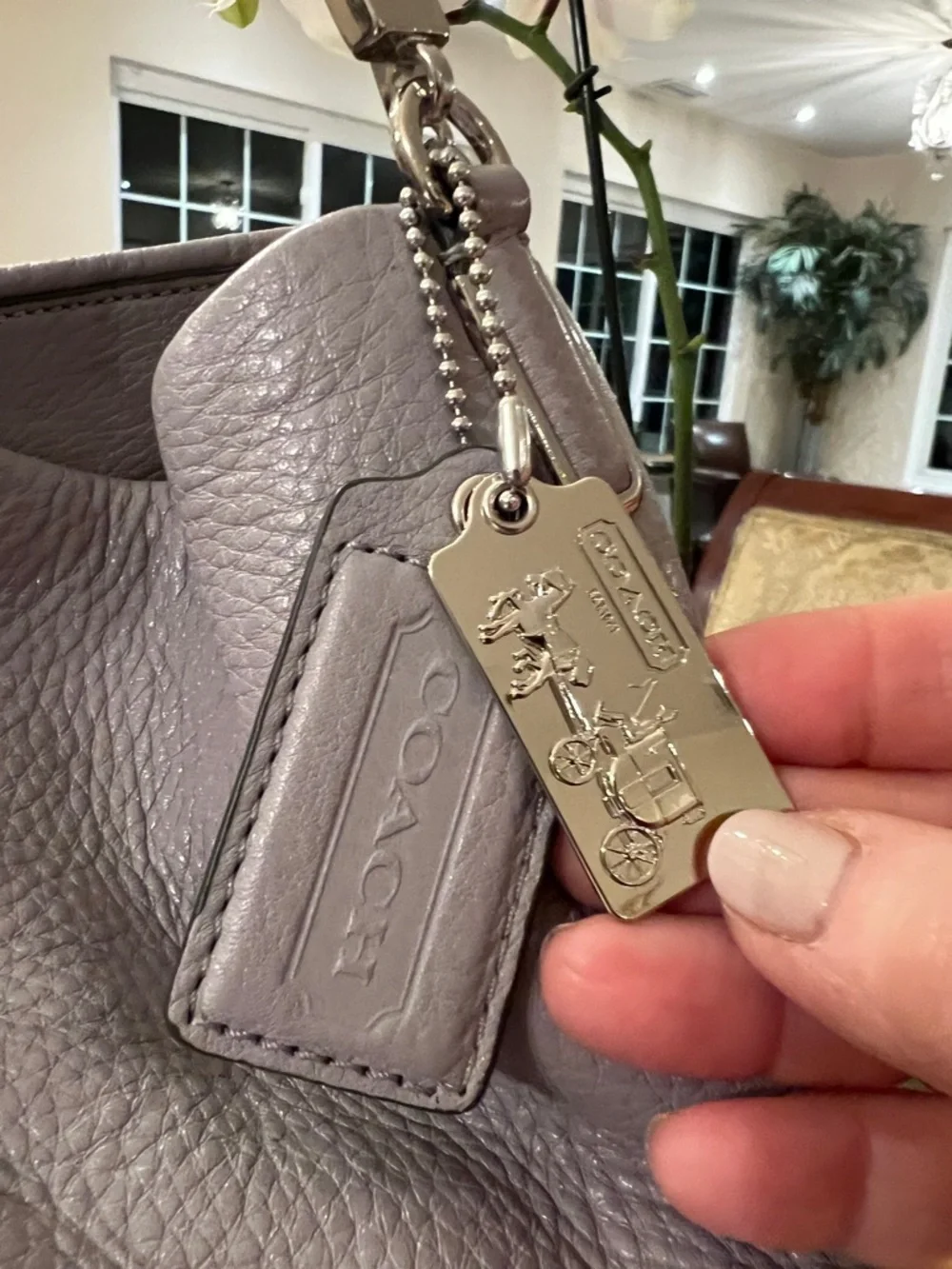 Coach Madison Phoebe Gray Pebbled Leather Hobo Shoulder Bag Luxe Boutique ~ EUC